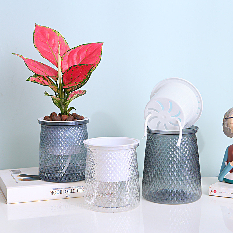 Hydroponic Grow Pod - Doppelschichtiger selbstbewässernder Blumentopf, transparente Kunststoff-Blumenvase, automatischer